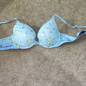 blue push up bra